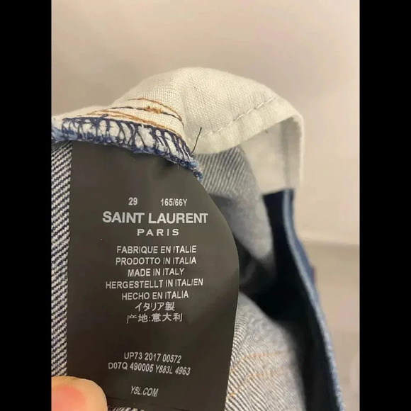 NWT Saint Laurent Asymmetrical Closure Straight Fit Jeans Blue Size 29 - Picture 8 of 8